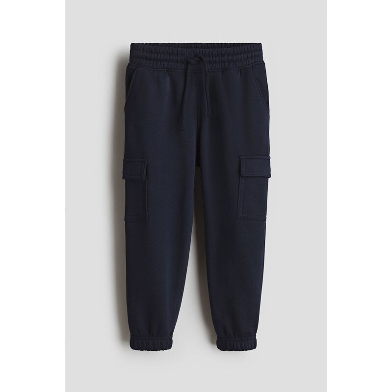 H&M - Kalhoty jogger cargos česaným rubem - Námořnická Modř