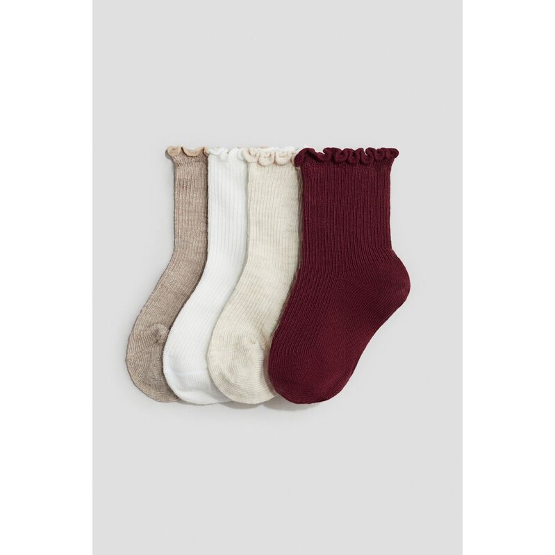 H&M - Ponožkys overlockem 4 páry - červená 108159666