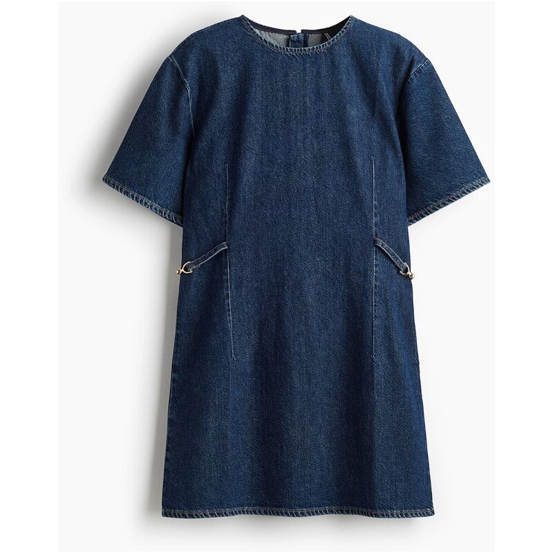 H&M - Džínové šatys přezkami - Tmavý Denim Blue
