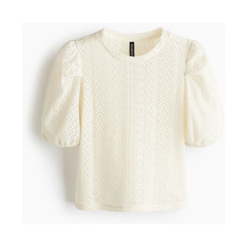 H&M - Tops nabíranými rukávy - Krémová