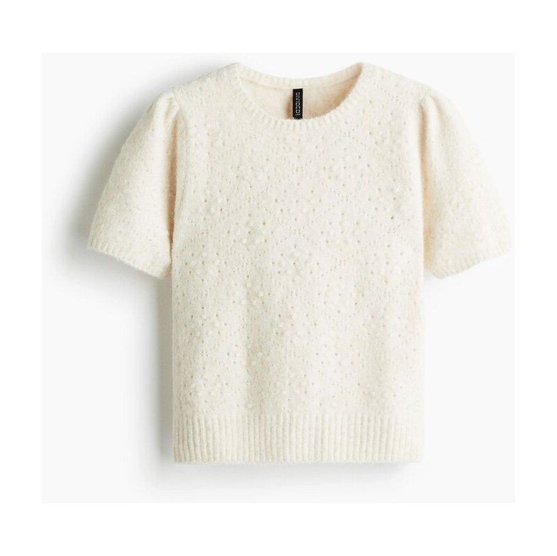 H&M - Top z ažurového úpletu - Světle Béžová
