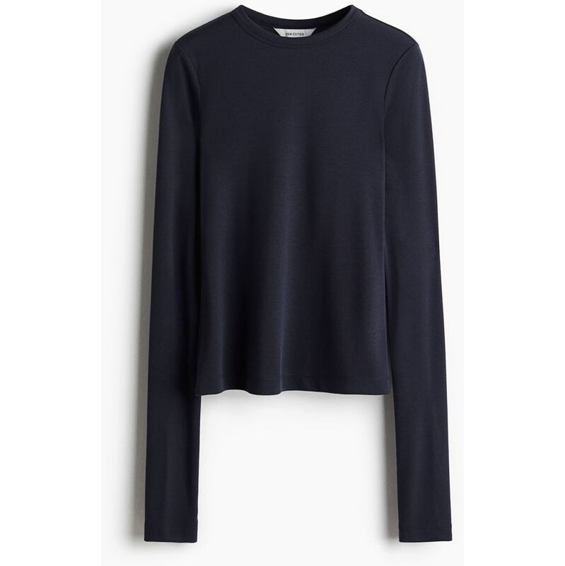 H&M - Žebrovaný top z modalové směsi - modrá 108301383