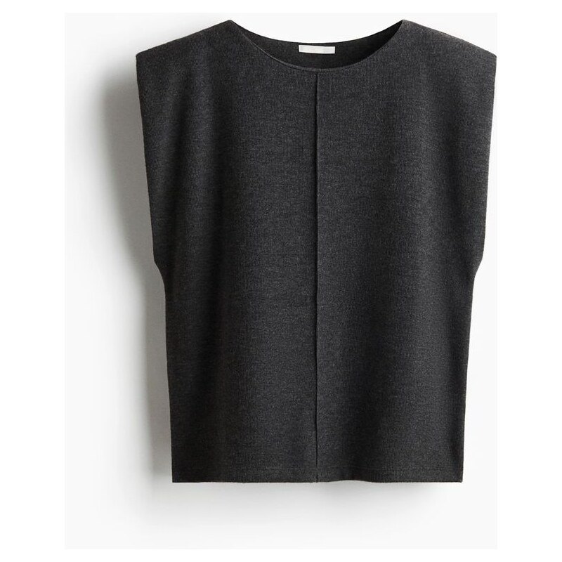 H&M - Pletený top - Tmavě Šedý Melír