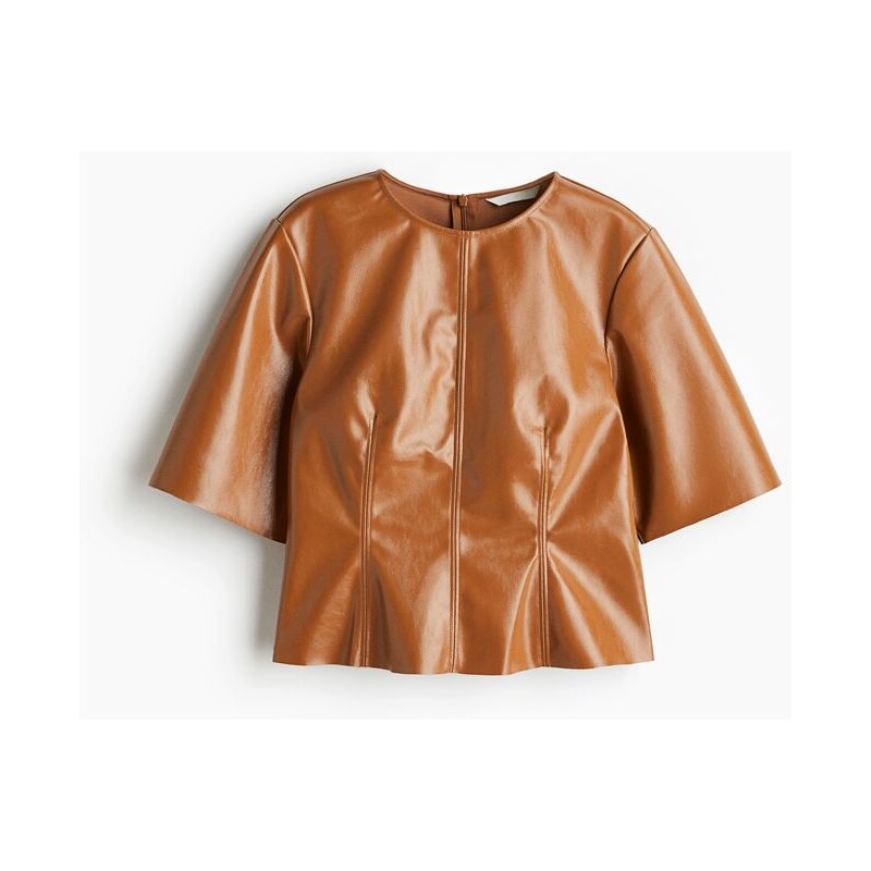 H&M - Top z potažené látky - žlutá 108301553