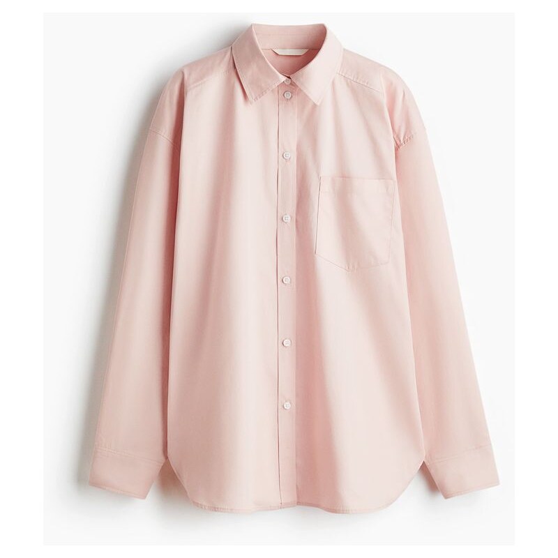 H&M - Oversized košile z bavlněného popelínu - růžová 108301626