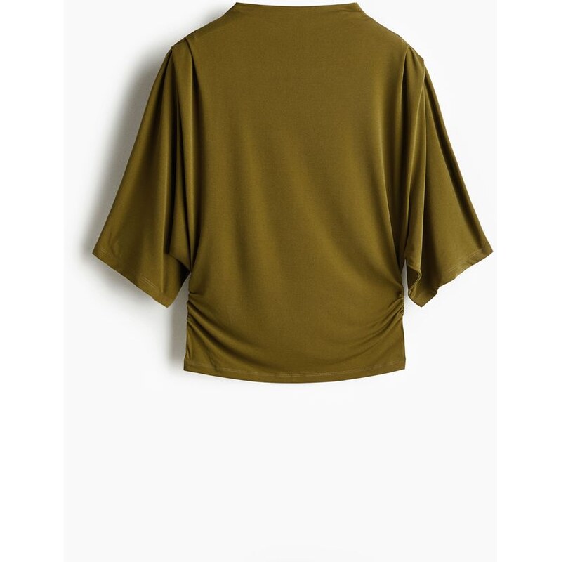 H&M - Řasený top - Olivově Zelená