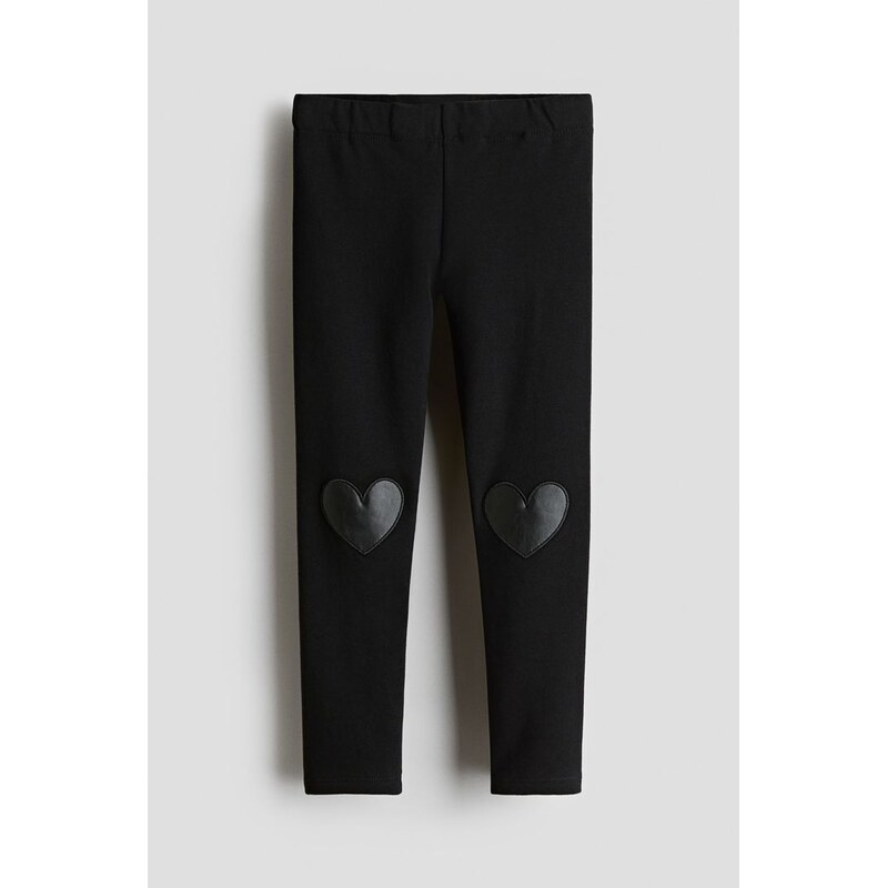 H&M - Legíny - Černá/Srdíčka