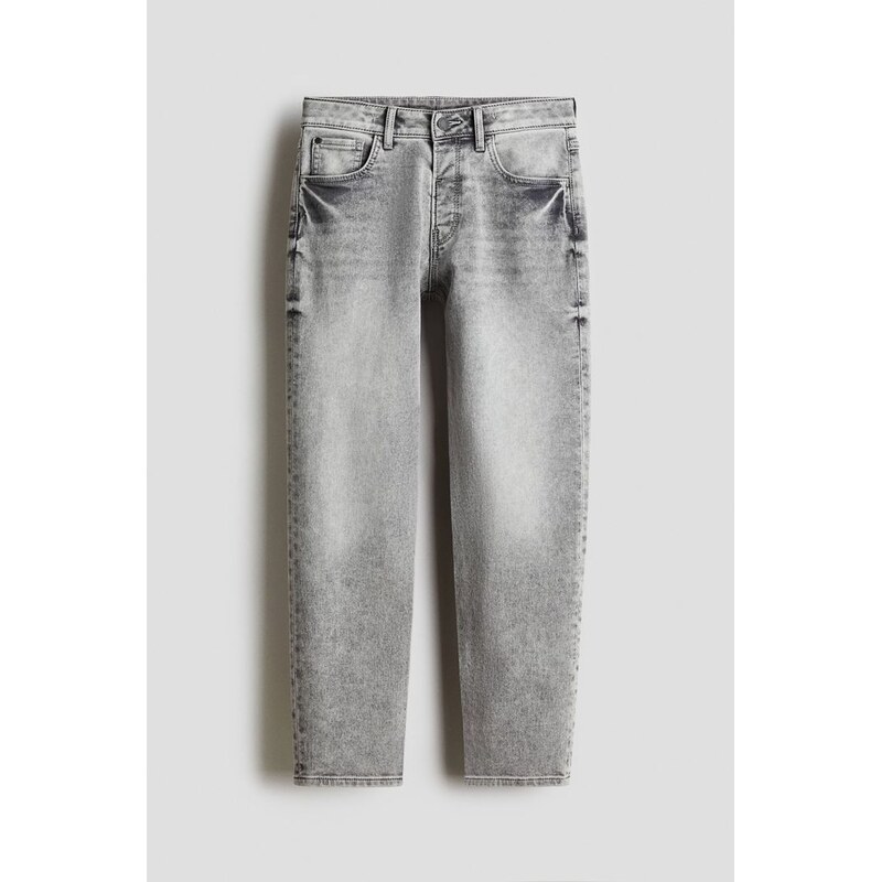 H&M - Džíny Relaxed Tapered Fit - Sepraný Šedý Denim