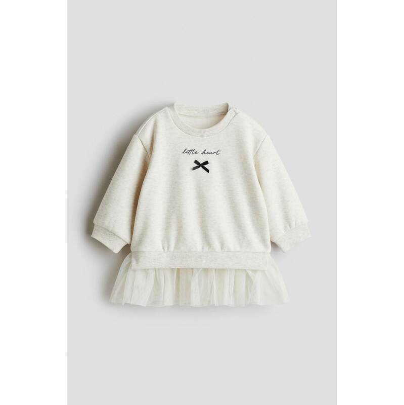 H&M - Teplákové šatys tylovou sukní - béžová 108301844