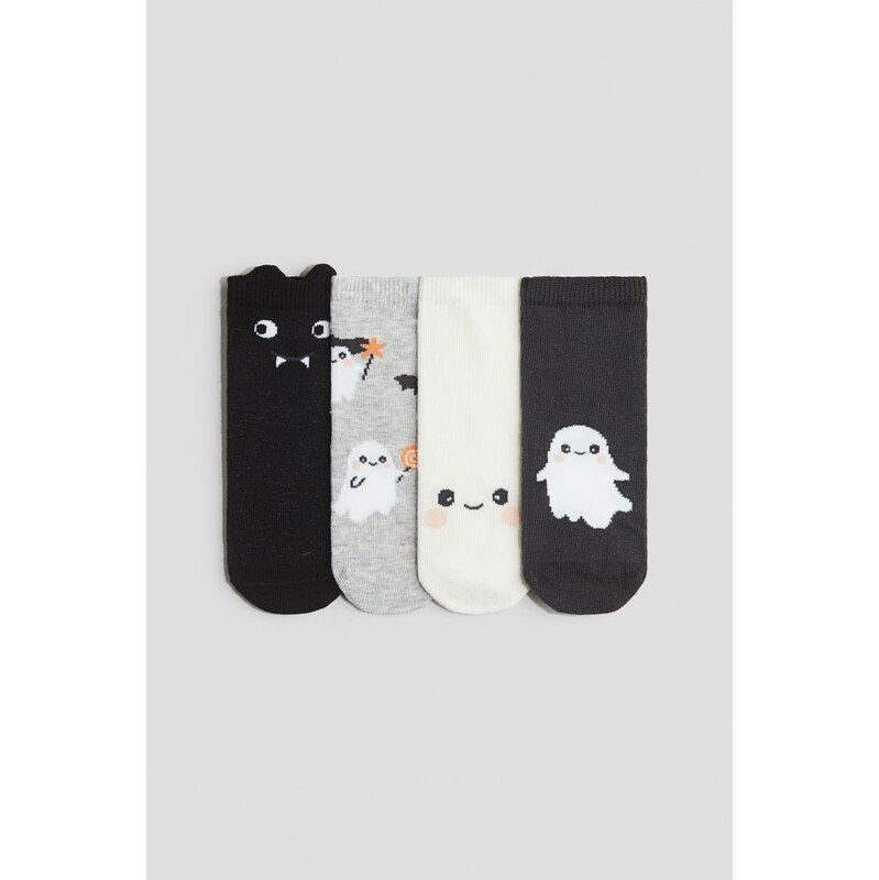 H&M - Ponožky 4 páry - Černá/Halloween