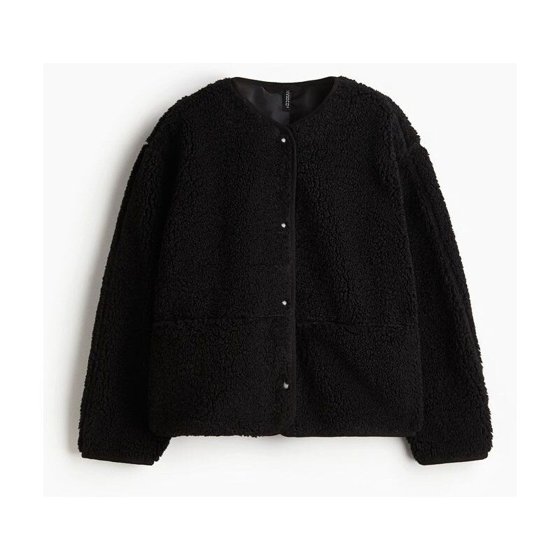 H&M - Plyšová bunda - Černá