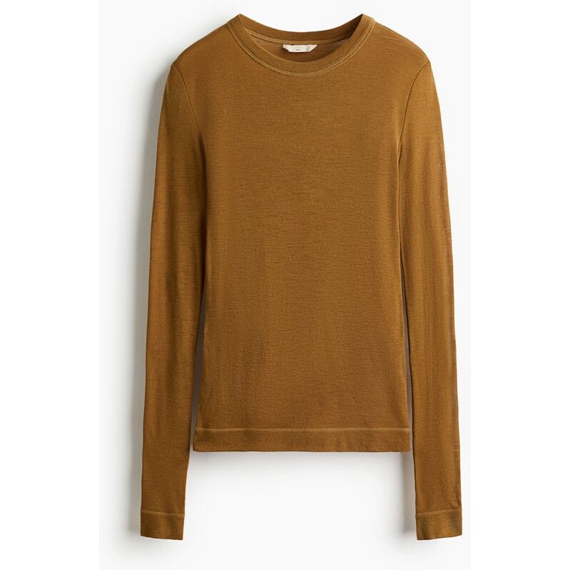 H&M - Top z jemného vlněného úpletu - Hořčičně Žlutá