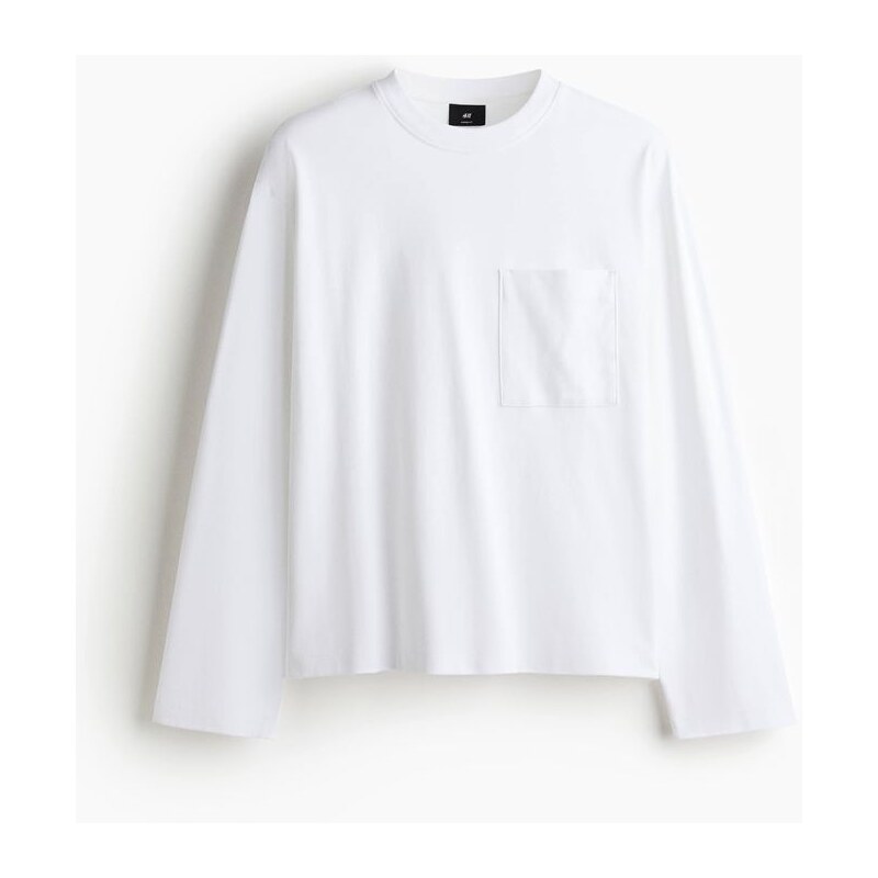 H&M - Žerzejové trikos dlouhým rukávem Loose Fit - Bílá
