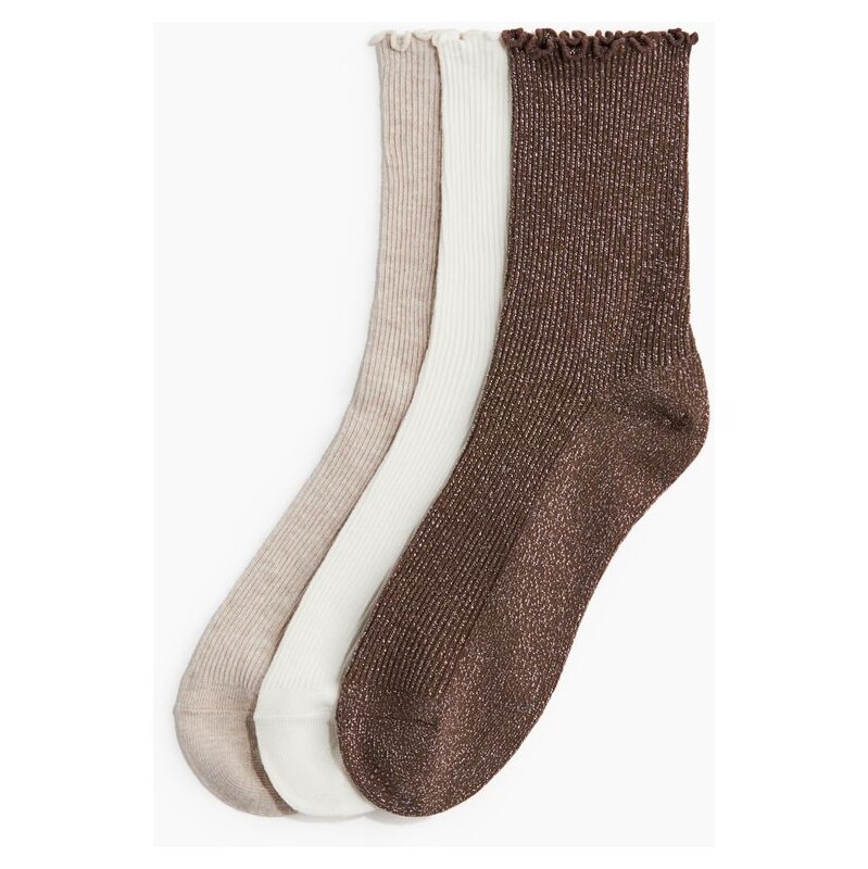 H&M - Ponožkys overlockem 3 páry - zelená 108373691
