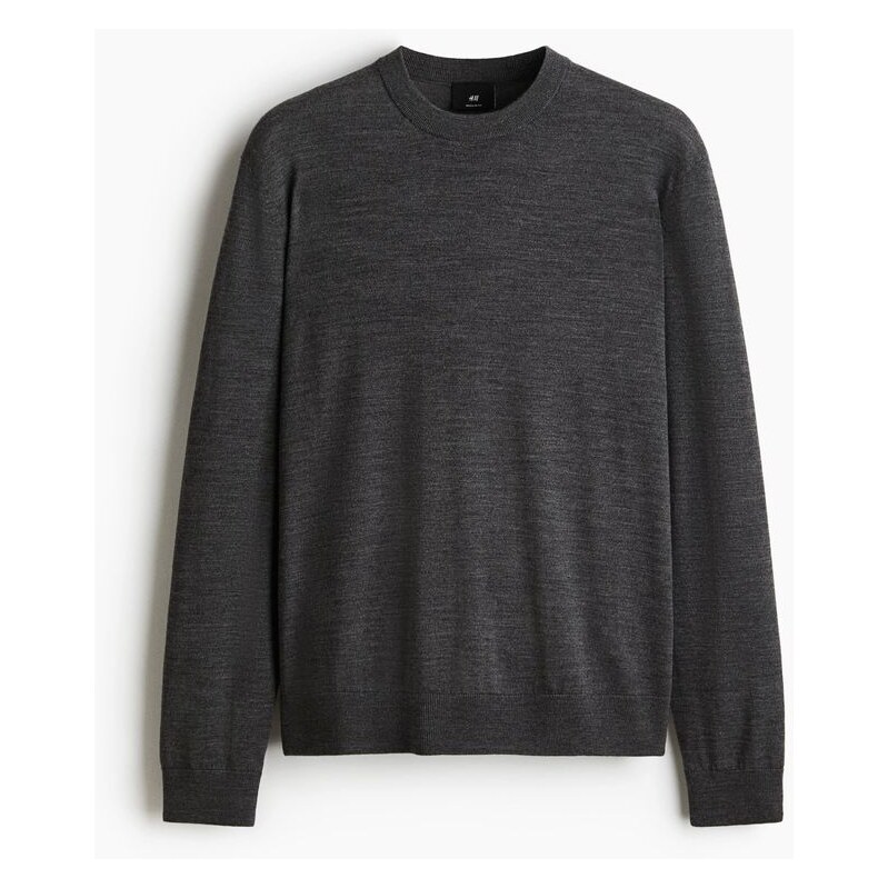 H&M - Svetr z vlny merino Regular Fit - Tmavě Šedá