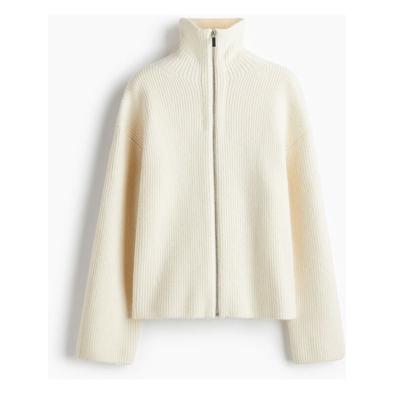 H&M - Svetr na zip - Krémová