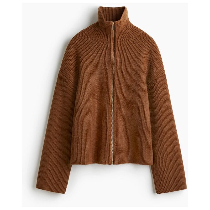 H&M - Svetr na zip - béžová 108408014