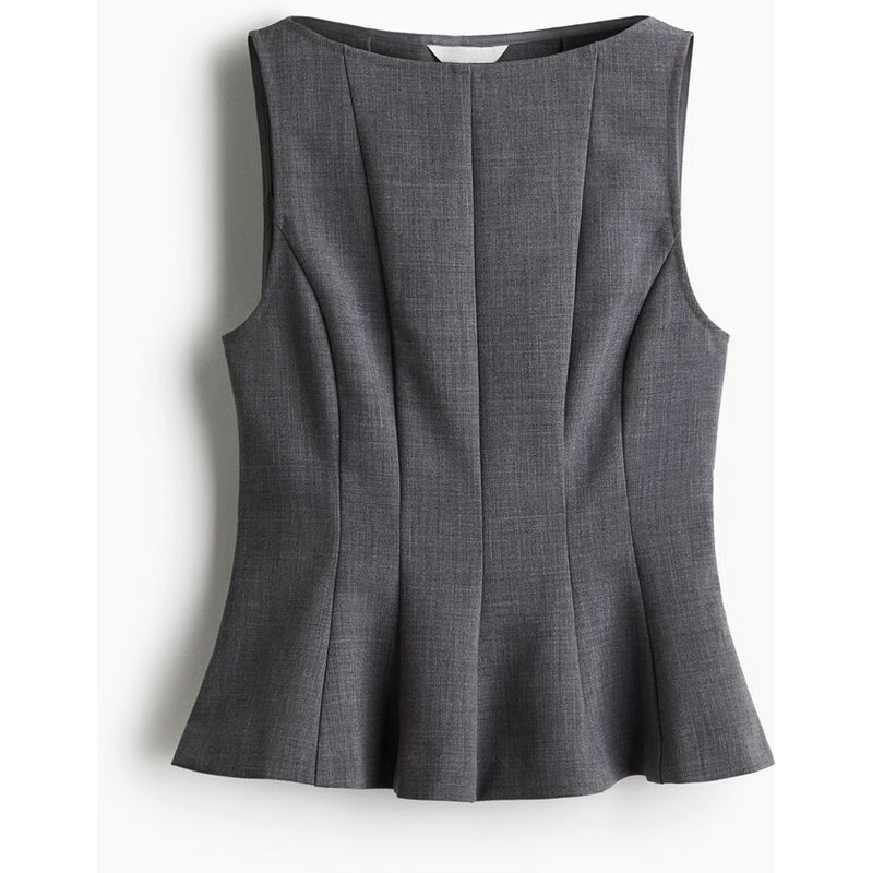 H&M - Top peplum - Šedá