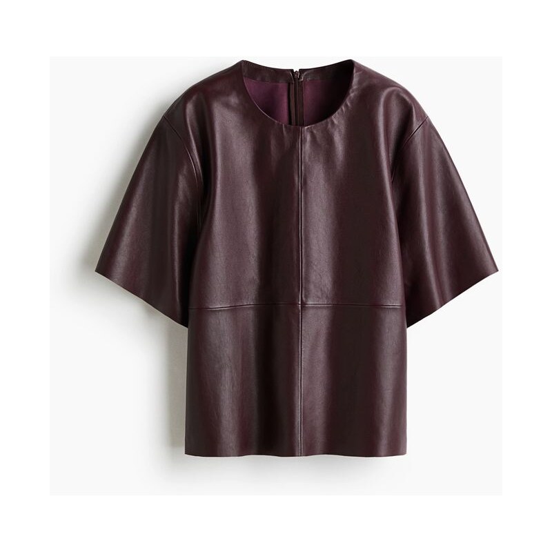 H&M - Kožené tričko - červená 108429303