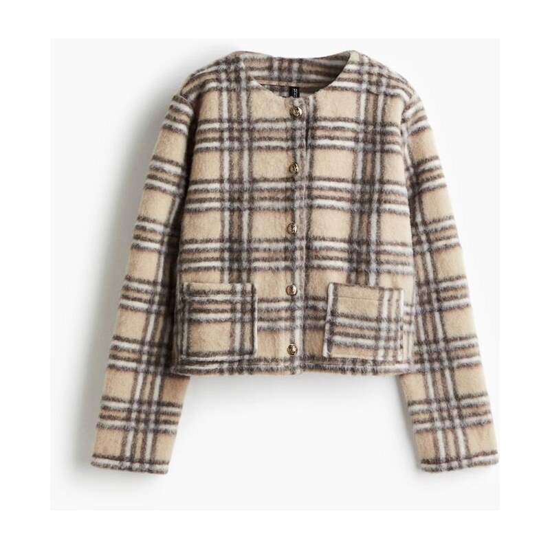 H&M - Propínací svetr Loose Fit - béžová 108429345