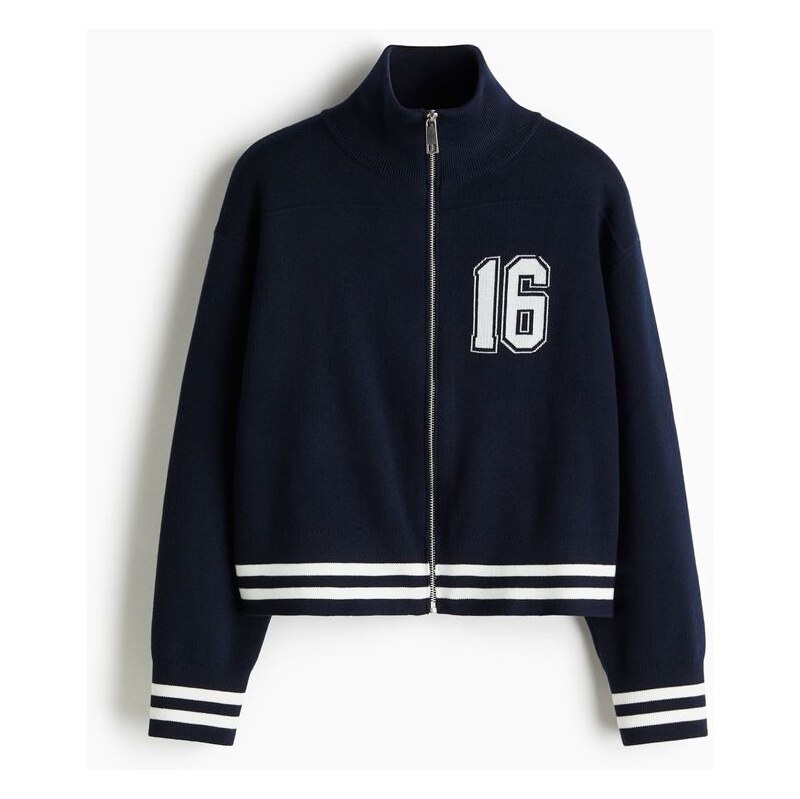 H&M - Svetr na zip - Námořnická Modř/16