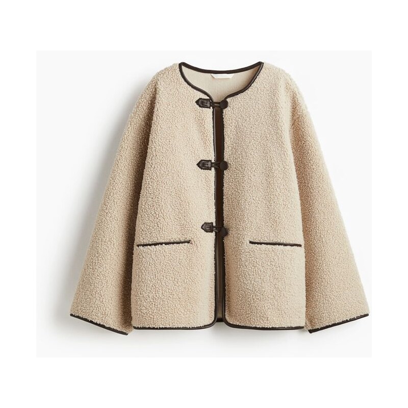 H&M - Plyšová bunda - béžová 108429419