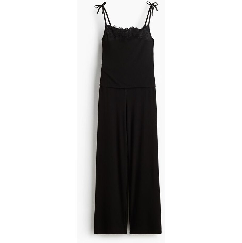 H&M - Pyžamos vyšívaným lemem - Černá