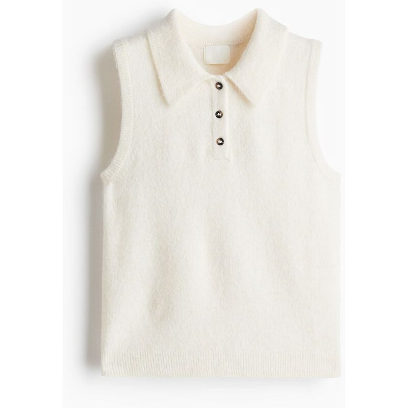 H&M - Pletená vestas límečkem - béžová 108429478