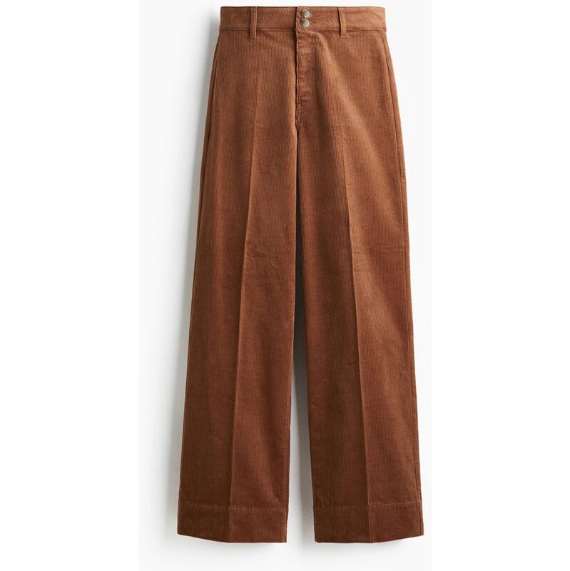 H&M - Manšestrové kalhoty - Hnědá