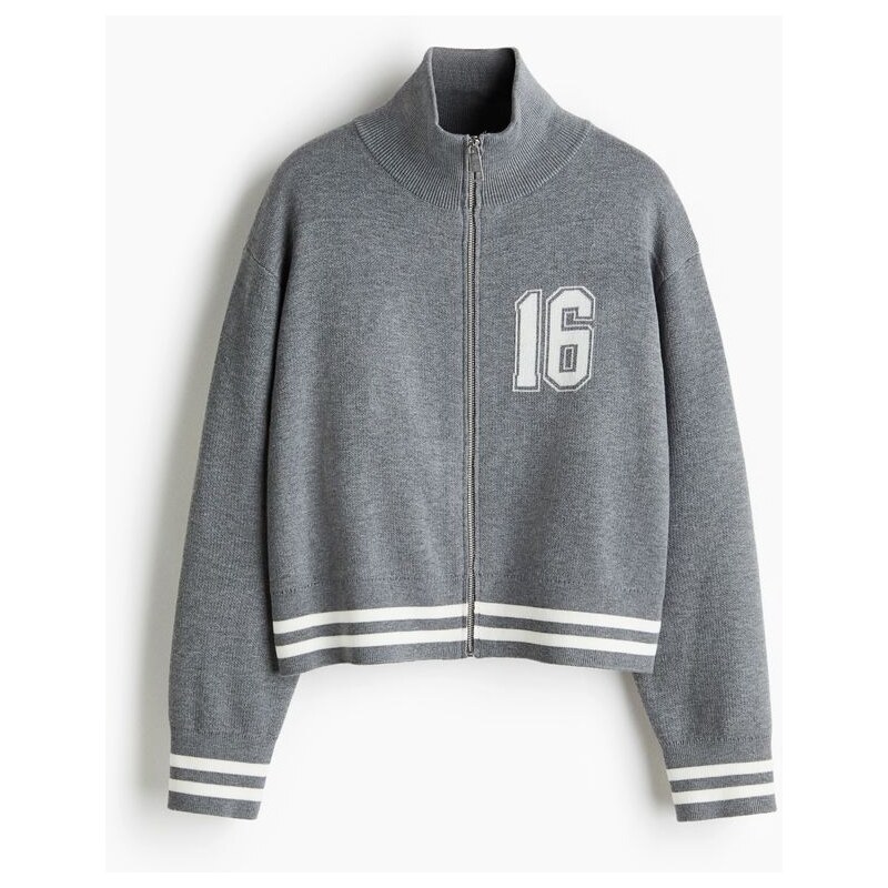 H&M - Svetr na zip - šedá 108429506