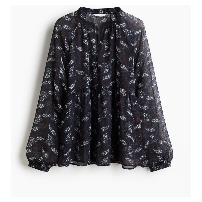 H&M - Vzorovaná šifonová halenka - modrá 108429509