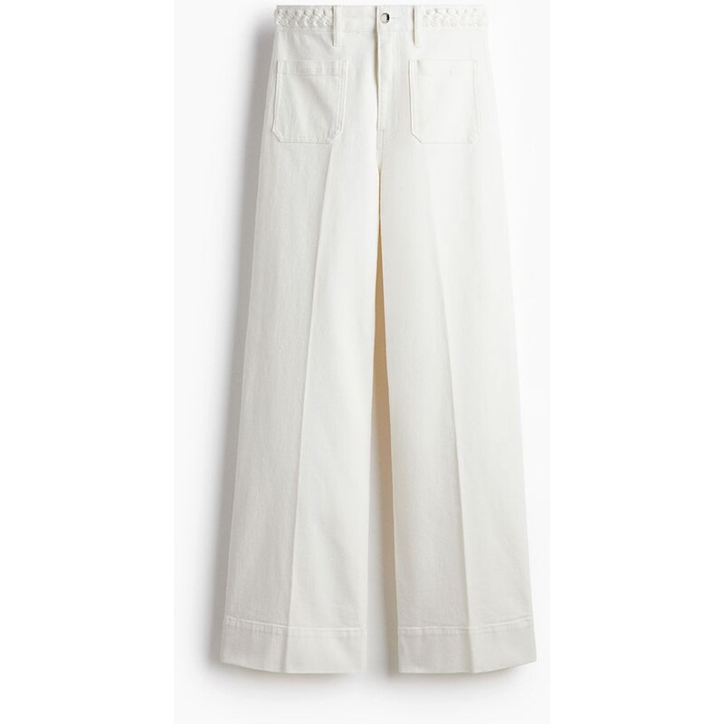 H&M - Wide High Jeans - Bílá