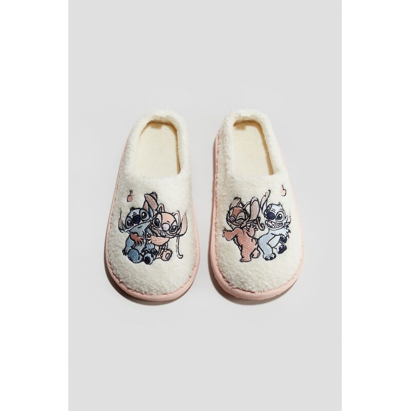 H&M - Bačkory z froté s vyšitým motivem - bílá 108429530