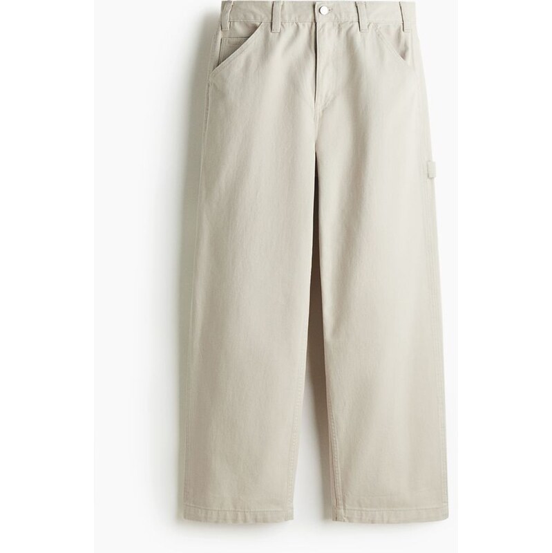 H&M - Kalhoty worker Relaxed Fit - Světle Béžová