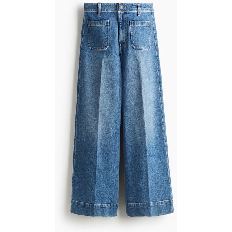 H&M - Wide High Jeans - Denim Blue
