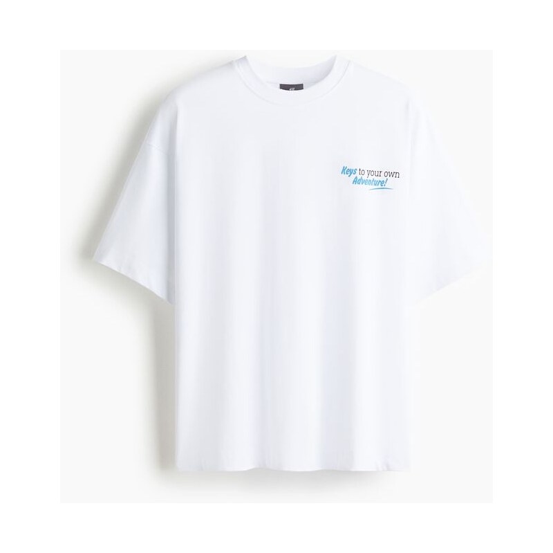 H&M - Tričkos potiskem Oversized Fit - Bílá/Klíče