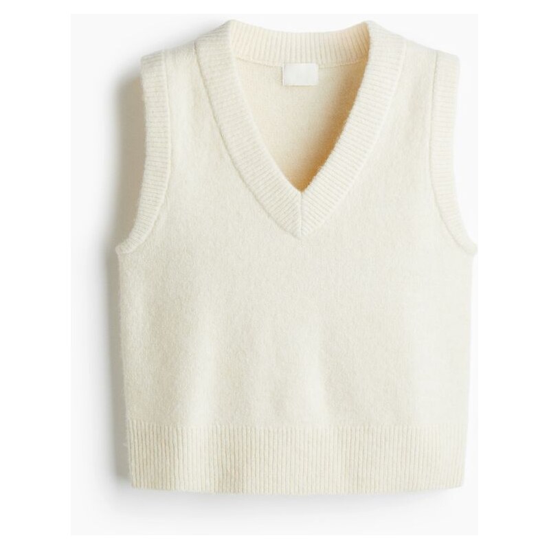 H&M - Krátká pletená vesta - Krémová