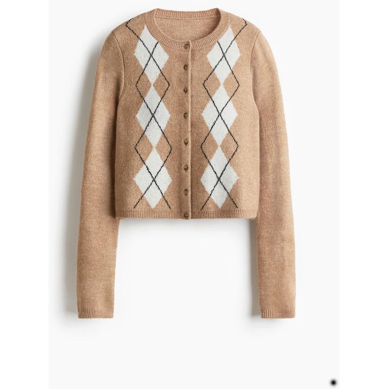 H&M - Propínací svetr z žakárového úpletu - béžová 108510002