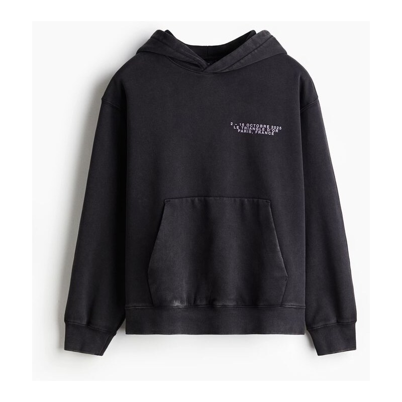 H&M - Mikina Loose Fits kapucí a potiskem - Sepraná Černá/Paris