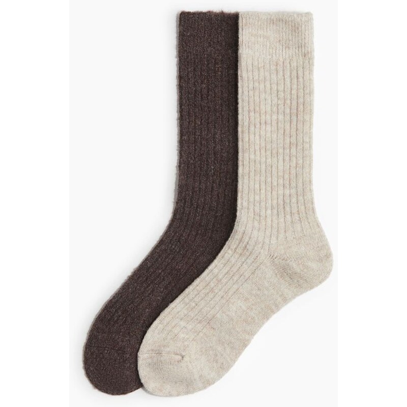 H&M - Balení: 2 páry ponožek - hnědá 108510019