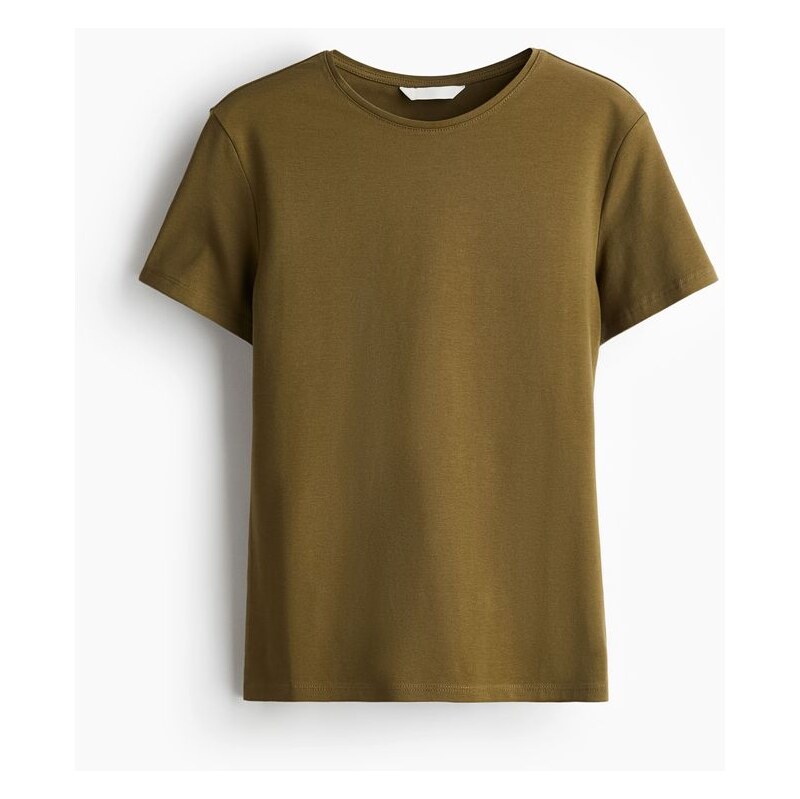 H&M - Přiléhavé tričko - Khaki Zelená