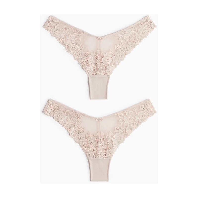 H&M - Krajkové kalhotky brazilian 2 kusy - růžová 108510102