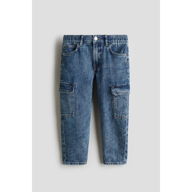 H&M - Džíny Relaxed Tapered Fit - Tmavý Denim Blue