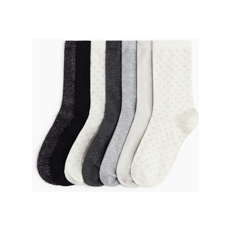 H&M - Ponožky 7 párů - Černá/Třpytivá