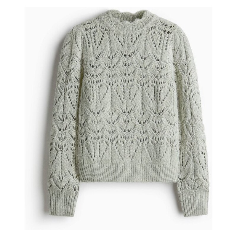 H&M - Svetr z ažurového úpletu - zelená 108516692