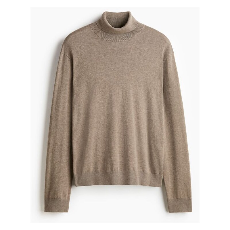 H&M - Svetrs rolákem Regular Fit - Tmavě Béžová