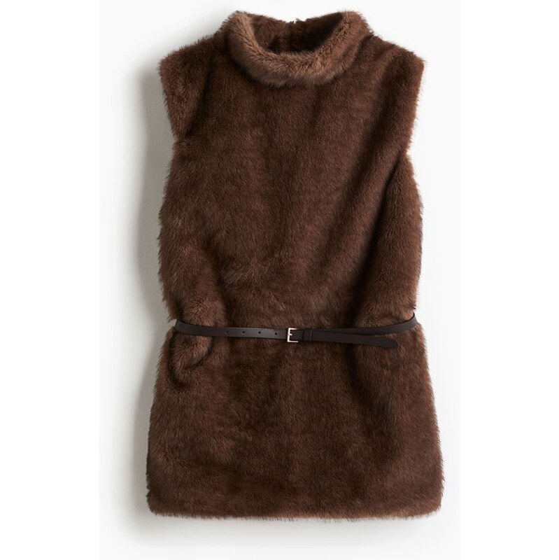 H&M - Tops páskem a vysokým límcem - béžová 108529573