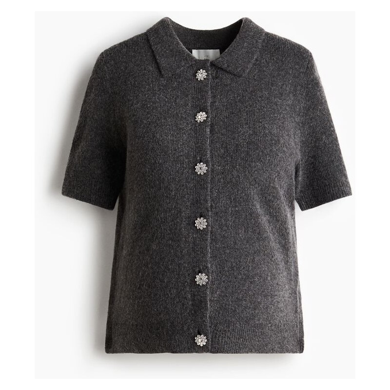 H&M - MAMA Rhinestone-button cardigan - šedá 108529586