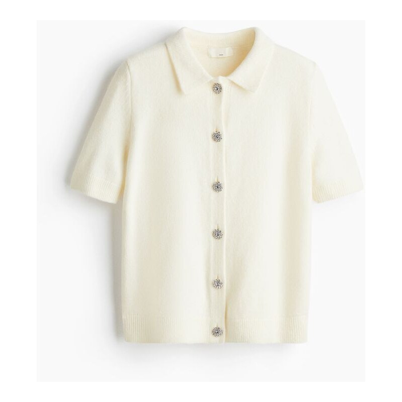 H&M - MAMA Rhinestone-button cardigan - béžová 108529570