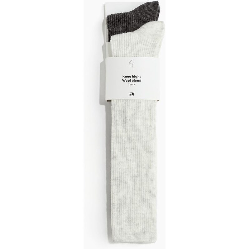 H&M - Podkolenky 2 páry - šedá 108529575
